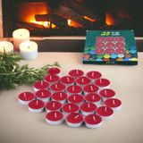 Vera Concept Store Tealight Mum 25X10 gr Dekoratif Mumu Kandil Hediyelik Fitilli Mumluk Şamdan Kırmızı Renk Kokusuz