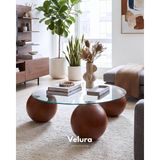 Vera Concept Store Top Sehpa & Küre Cam Orta Sehpa & Yuvarlak Cam Ceviz