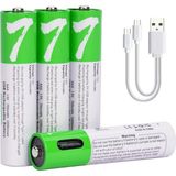 Vera Concept Store USB Aaa Lityum Iyon Şarj Edilebilir Pil, Yüksek Kapasiteli 1.5V 750MWH Şarj Edilebilir Aaa Pil, 1 H Hızlı Şarj, C Tipi Bağlantı Noktası Kablosu ile 12