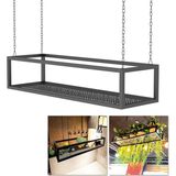 Vera Concept Store Yüzer Tavan Bitki Rafları - Metal Asma Tencere Standı ve Depolama Rafı, Mutfak, Oturma Odası, Bar - Şarap Kadehi Tutacağı ve Dekoratif Raf Ünitesi Içi