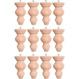 Vera Hediyelik Eşya 12'li Ahşap Koltuk-Baza-Sehpa-Mobilya Ayağı- Uzunluk: 15 cm Çap: 7.5 cm -12'li Set 3301000000410 - Rose - Gürgen Doğal