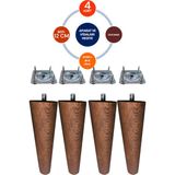 Vera Hediyelik Eşya 4'lü Ceviz Renk 12 cm Ahşap Konik Ayak Koltuk Ayağı-Baza-Tv Ünitesi-Mobilya-Çap:4.6 cm 3301000000517 - Koltuk-Baza-Tv Ünitesi Ayağı