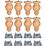 Vera Hediyelik Eşya 8'li Ahşap Koltuk-Baza-Sehpa-Mobilya Ayağı- Uzunluk: 12 cm Çap: 7.5 cm -8'li Set 3301000000412 - Rose - Gürgen Doğal