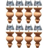 Vera Hediyelik Eşya 8'li Ahşap Koltuk-Baza-Sehpa-Mobilya Ayağı- Uzunluk: 15 cm Çap: 7.5 cm -8'li Set 3301000000409 - Rose - Gürgen Doğal