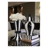 VERA HOME DECOR Annoville, Seramik, El Boyaması Çizgi Desenli Şah Küp, Vazo