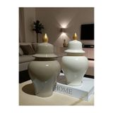 VERA HOME DECOR Seramik, El boyaması Dekoratif Bej ve Açık Krem Şah Küp, Vazo
