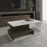 Vera Mini Orta Sehpa – Modern Tasarım, Fonksiyonel Raflı Yapı, Beyaz/Ceviz
