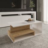 Vera Mini Orta Sehpa – Modern Tasarım, Fonksiyonel Raflı Yapı, Beyaz/Safir Meşe