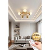 Vera Model Gold 5"li Kumandalı Ledli 3 Renk Modu Kristal Salon Mutfak Yatak Çocuk Odası Avize - Altın