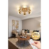 Vera Model Gold 6"lı Kumandalı Ledli 3 Renk Modu Kristal Salon Mutfak Yatak Çocuk Odası Avize - Altın