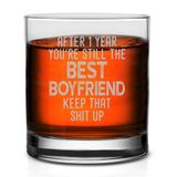 Veracco 1 Year You're Still the Best Boyfriend Keep That Shit Up Yazılı Komik Hatırlatma İlk Yıl Dönümü Viski Bardağı (Şeffaf, Cam)