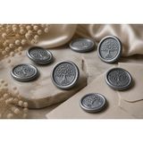 Veracraft Hayat Ağacı Desenli Gümüş Renk Mum Mühür | Davetiye Mührü | Kendinden Yapışkanlı Wax Seal | Düğün Nişan Söz Davetiye Aksesuarı - 50 Adet