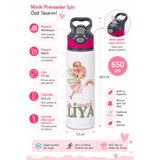 veracraft Kişiye Özel İsim Baskılı Peri Temalı Çocuk Suluk 650 ml - Alüminyum Pipetli Su Matarası - BPA İçermez - Okul Spor Günlük Kullanım