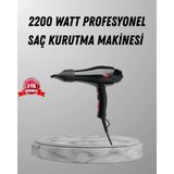 VeraGlobe Buğz 2200W Fön Makinesi – Profesyonel Ac Motor, Soğuk ve Sıcak Üfleme