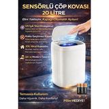 VeraGlobe Buğz Akıllı Sensörlü Uv Işıklı 20 Litre Çöp Kovası - Mutfak, Banyo, Işyeri ve Ofis Kullanımı