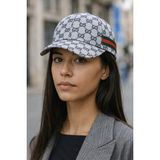 Verahed Unisex Ayarlanabilir Desen ve Motifli Siyah G Şapka Spor Şapka - Gri - Standart