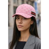 Verahed Unisex Ayarlanabilir Desen ve Motifli Siyah G Şapka Spor Şapka - Pembe - Standart