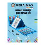 veramax 208 Parça Çocuk Boyama Seti Fırça,Kalem,Renk Paleti Sulu,Pastel,Keçeli Boya Çizim Kağıdı V25