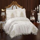 Veramoni Elegant Çift Kişilik Pike Takımı 6 Parça Çeyizlik Krem