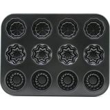 Veraura Lifestyle 12 Gözlü Metal - Siyah Şekilli Muffin - Kek Kalıp