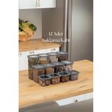 Veraura Lifestyle 12'li 3 Boy Kavanoz Seti & Saklama Kabı & Erzak Kabı 6X650/1300/1900 ml (40 Lı Etiket Hediyeli)