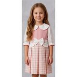 Veraura Lifestyle 1/4 Yaş Kuğu Yakalı Ekose Çocuk Elbisesi - Pembe - 3 Yaş