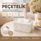 Veraura Lifestyle 18.4X12.5X9CM Beyaz Yaylı Masaüstü Dekoratif Dikdörtgen Peçetelik