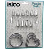 Veraura Lifestyle 20PCS Pasta Süsleme Uç Seti= 12-Metal Kurabiye Kalıp Metal=3-Kalp - 3-Yuvarlak 2-Uç Tutucu Pls.adaptör