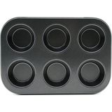 Veraura Lifestyle 6 Gözlü Metal - Siyah Düz Muffin - Kek Kalıp