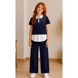 Veraura Lifestyle 9/16 Yaş Oysho Penye Taşlı Çocuk Takımı - 14 - 15 Yaş - Lacivert