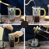 Veraura Lifestyle Ahşap Detaylı 600 ml Cam French Press - Belirtilmemiş - Renkli