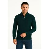 Veraura Lifestyle Erkek Fitilli Triko Kazak 2’li Set – Siyah - Haki Kalın Dokuma Pamuklu Regular Fit V Yaka Fermuarlı 180118