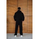 Veraura Lifestyle Erkek Kapüşonlu Eşofman Takım Örümcek Ağı ve Neon Yeşil Baskılı Kanguru Cepli Oversize Rahat Kalıp, Premium Üç Iplik Kumaş - Siyah