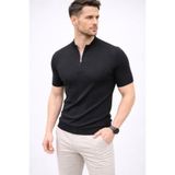 Veraura Lifestyle Erkek Kısa Kol Fitilli Triko T-Shirt Yazlık Hakim Yaka Tişört - Siyah 188280