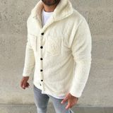 Veraura Lifestyle Erkek Pelüş Polar Hırka Gömlek – Yakalı, Ilik Düğmeli, Göğüs Cepli, Yumuşak Dokulu Kışlık Regular Fit Rahat Günlük Model - Beyaz