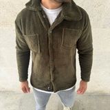 Veraura Lifestyle Erkek Pelüş Polar Hırka Gömlek – Yakalı, Ilik Düğmeli, Göğüs Cepli, Yumuşak Dokulu Kışlık Regular Fit Rahat Günlük Model - Haki