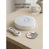 Veraura Lifestyle Hareket Sensörlü Yuvarlak LED Aydınlatma & USB Şarjlı Pratik Gece Lambası (8 Cm)