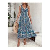 Veraura Lifestyle Kadın Beli Gipeli Etnik Desen Sıfır Kol Süprem Elbise 157730