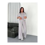 Veraura Lifestyle Osy Modal Yumuşak Dokulu Kumaş Bisiklet Yaka T-shirt Bol Paça Pantalon Ikili Takım - Boyalı Gri 159906