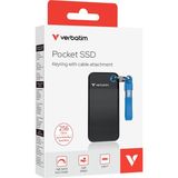 Verbatim 256GB Pocket Mini Taşınabilir SSD USB 3.2 - 1000MB/S-1000MB/S Siyah/mavi Kablo Dahil (32416)
