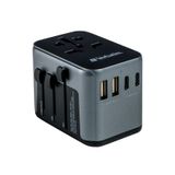 Verbatim Evrensel seyahat adaptörü UTA‑03, priz adaptörü, 2 USB‑A ve 3 USB-C bağlantı noktası, dizüstü bilgisayar, cep telefonu, kamera ve benzerleri için seyahat fişi, dünya çapında kullanılabilir,