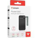 Verbatim Pocket Mini 256GB USB 3.2 (1000MB/s - 1000MB/s) Kablo Bağlantı Anahtarlıklı Taşınabilir SSD - Siyah/Gri (32415) - Siyah - Gri