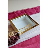 Verda Çerçeve 25X25 Cm Beyaz-Goldledli Derin Anı Çerçevesi-6 Cm Derinlikli Anı Çerçevesi Gül Kutusu