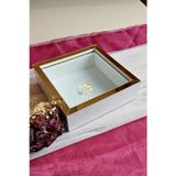 Verda Çerçeve 25X25 Cm Ledli Beyaz-Gold Isimsiz Derin Gül Çerçevesi! Gül Kutusu! Hkmticaret
