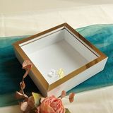 Verda Çerçeve 25X25 cm Ledli Beyaz-Gold Yarı Pleksi Kaplamalı Derin Anı Çerçevesi! Gül Kutusu! Isimsiz