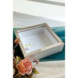 Verda Çerçeve 25X25 Cm Ledli Beyaz-Gümüş Isimsiz Derin Gül Çerçevesi! Gül Kutusu! Hkmticaret