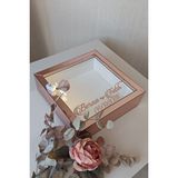 Verda Çerçeve 25x25 Cm Rosegold Ledli Derin Anı Çerçevesi-6 Cm Derinlikli Anı Çerçevesi Gül Kutusu.isim Tarihli Pembe