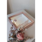 Verda Çerçeve 25X25 Cm Rosegold Ledli Derin Anı Çerçevesi-6 Cm Derinlikli Anı Çerçevesi Gül Kutusu.İsim Tarihli
