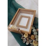 Verda Çerçeve 25x35 Cm Bambu Ledli Fotoğraf Alanlı Model Tasarım Gül Kutusu Anı Çerçevesi Isimsiz Kahverengi