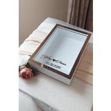 Verda Çerçeve 25X35 Cm Beyaz-Bronz Ledsiz Derin Gül Tasarım Çerçevesi! Gül Kutusu Anı Çerçevesi! Isim Ve Tarih